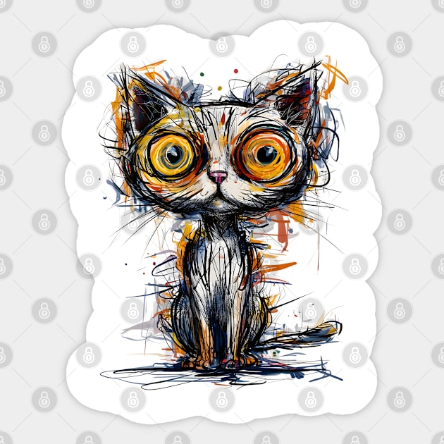 Vibrant Abstract Cat Sticker by TurnEffect
